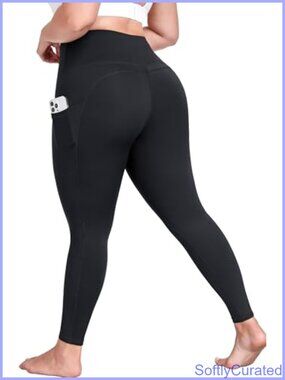 Plus Size Yoga Pants High Waist Tummy Control Workout Leggings with Pockets